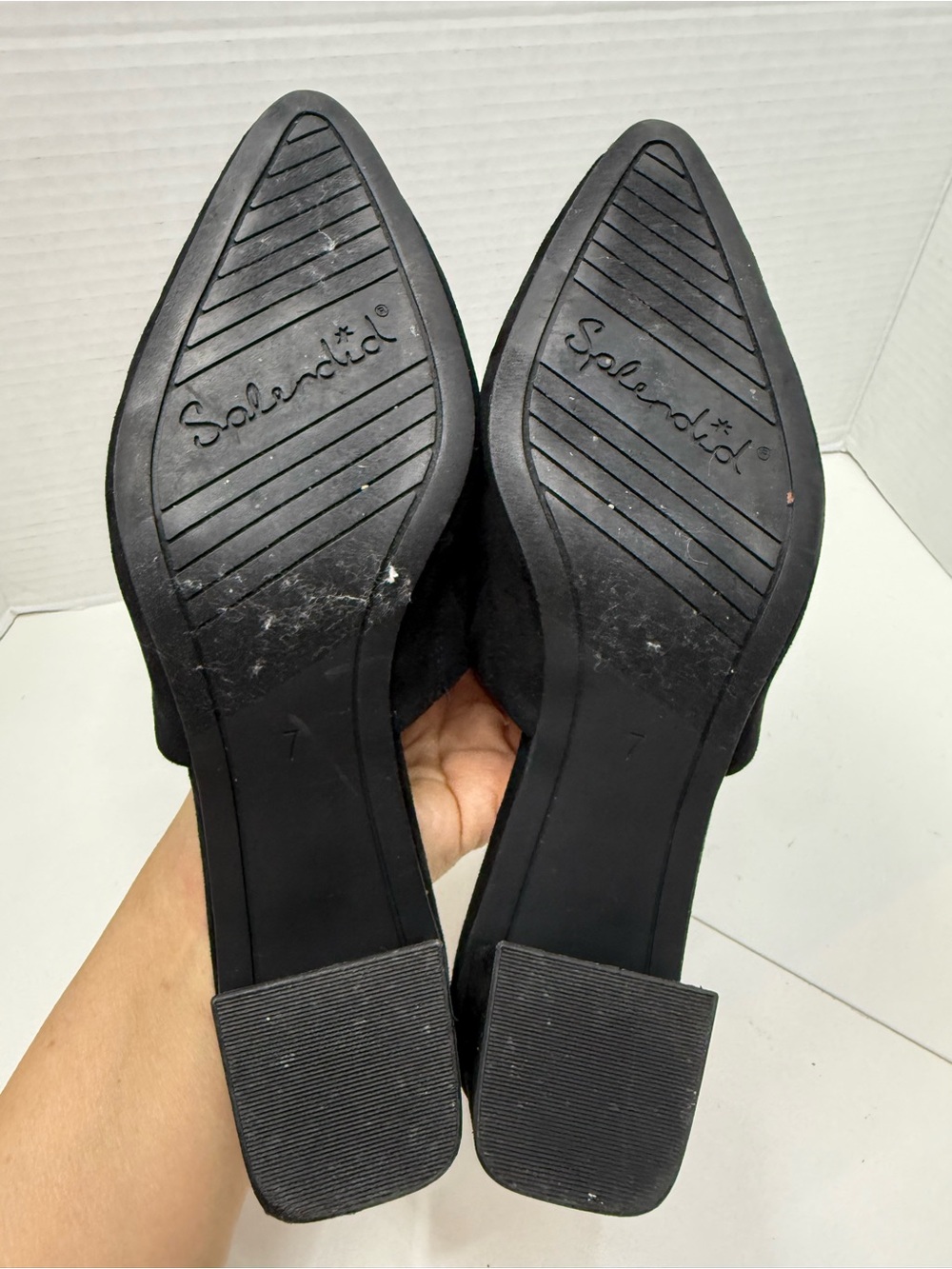 Splendid Black Suede Pointed Slip-On Mules - Picture 6 of 8